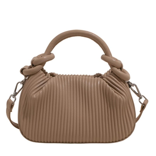 Niche And Personalized Pleated Striped Small Handbag For Women, Stylish, Versatile Bucket Bag