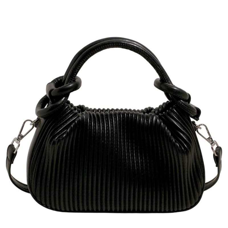 Niche And Personalized Pleated Striped Small Handbag For Women, Stylish, Versatile Bucket Bag