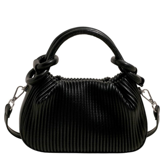 Niche And Personalized Pleated Striped Small Handbag For Women, Stylish, Versatile Bucket Bag