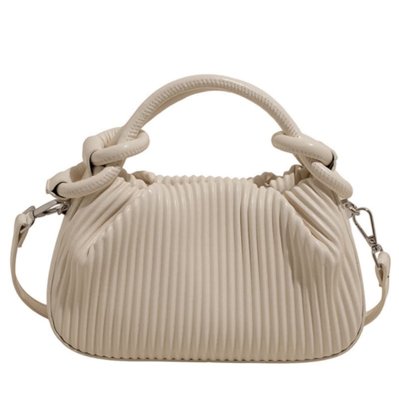 Niche And Personalized Pleated Striped Small Handbag For Women, Stylish, Versatile Bucket Bag