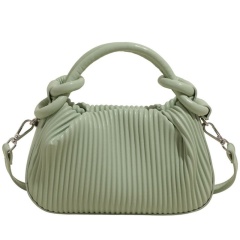 Niche And Personalized Pleated Striped Small Handbag For Women, Stylish, Versatile Bucket Bag