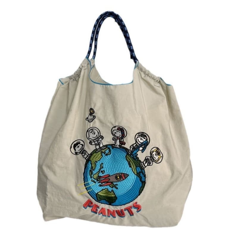 Factory Direct Sale Embroidered Nylon Shopping Bag, Simple, Versatile, Large Capacity, Trendy Shoulder Bag