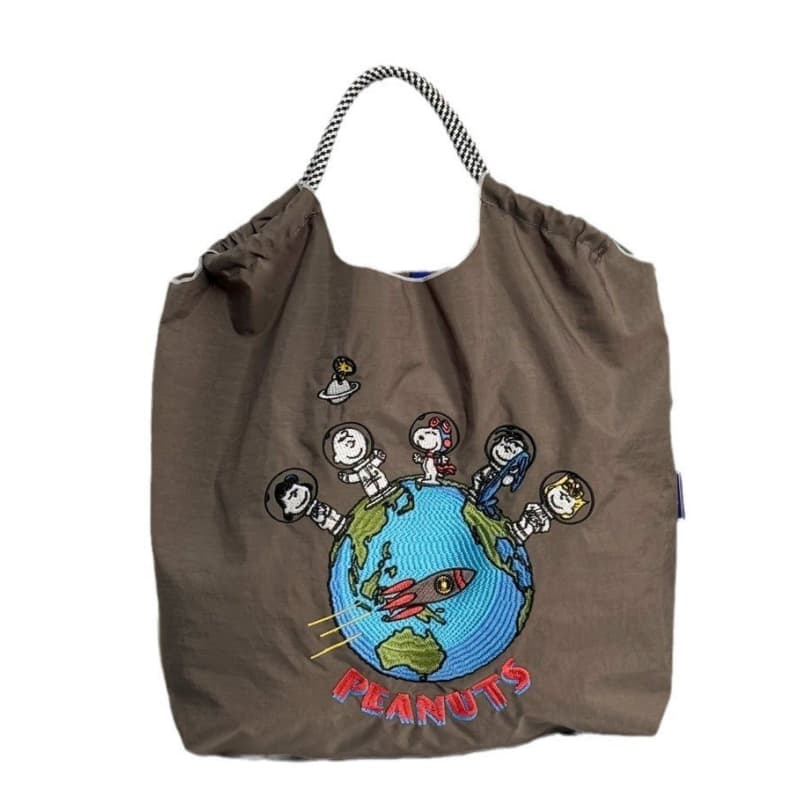 Factory Direct Sale Embroidered Nylon Shopping Bag, Simple, Versatile, Large Capacity, Trendy Shoulder Bag