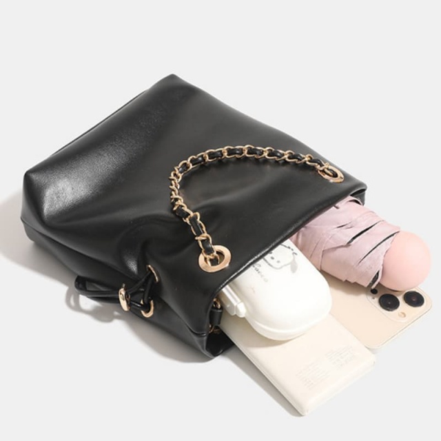 Women's Chain Drawstring Crossbody Bag, Shoulder Bag, Commuter Handbag