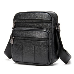 Men's Genuine Leather Bag, Grain Cowhide Shoulder & Crossbody Bag