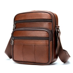 Men's Genuine Leather Bag, Grain Cowhide Shoulder & Crossbody Bag