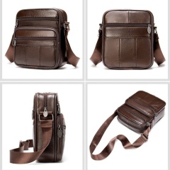 Men's Genuine Leather Bag, Grain Cowhide Shoulder & Crossbody Bag