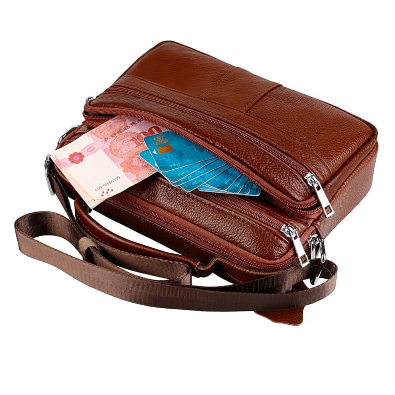 Men's Crossbody Bag, Genuine Leather Handbag, Shoulder Bag, Multi-Functional Briefcase
