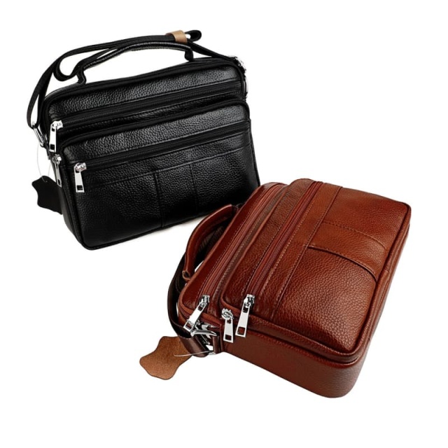 Men's Crossbody Bag, Genuine Leather Handbag, Shoulder Bag, Multi-Functional Briefcase