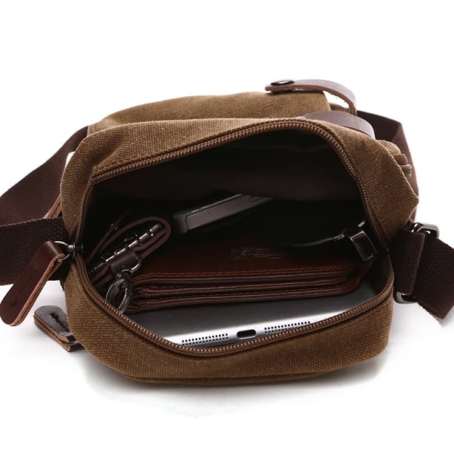 Canvas Crossbody Bag With Multiple Compartments, Portable Travel Bag, Shoulder Bag