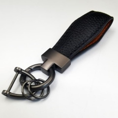 Light Luxury Metal & Leather Keychain / Key Ring — Spring-Ring Pendant Accessory