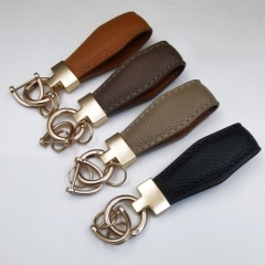 Light Luxury Metal & Leather Keychain / Key Ring — Spring-Ring Pendant Accessory