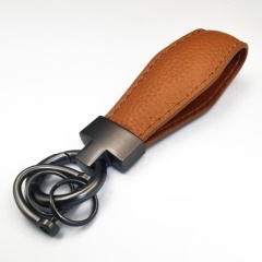 Light Luxury Metal & Leather Keychain / Key Ring — Spring-Ring Pendant Accessory