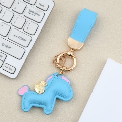 Cute Cartoon Car Keychain With Exquisite Pony Pendant Key Ring
