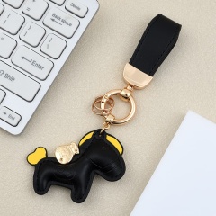 Cute Cartoon Car Keychain With Exquisite Pony Pendant Key Ring