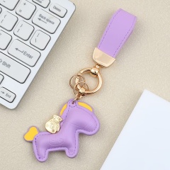 Cute Cartoon Car Keychain With Exquisite Pony Pendant Key Ring
