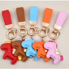 Cute Cartoon Car Keychain With Exquisite Pony Pendant Key Ring
