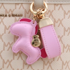 Cute Cartoon Car Keychain With Exquisite Pony Pendant Key Ring
