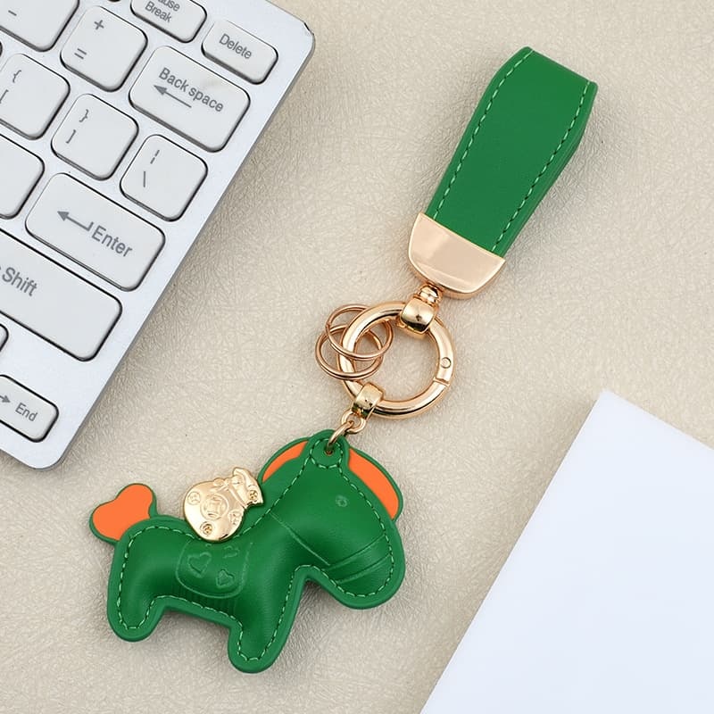 Cute Cartoon Car Keychain With Exquisite Pony Pendant Key Ring