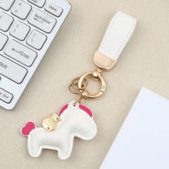 Cute Cartoon Car Keychain With Exquisite Pony Pendant Key Ring