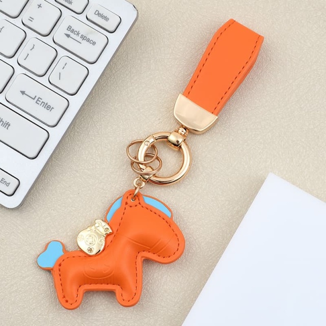 Cute Cartoon Car Keychain With Exquisite Pony Pendant Key Ring