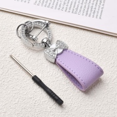 Rhinestone-Encrusted Bow Hand Rope Keychain Pendant For Women's Bag Decoration