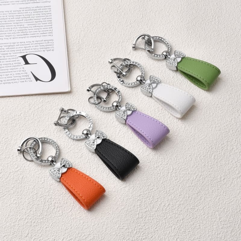 Rhinestone-Encrusted Bow Hand Rope Keychain Pendant For Women's Bag Decoration