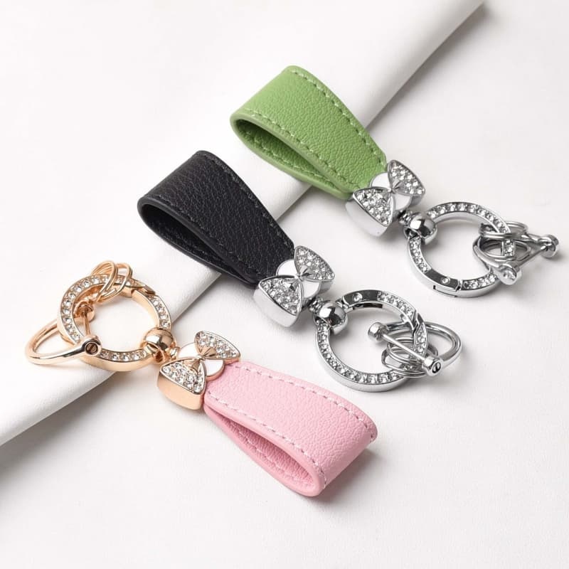 Rhinestone-Encrusted Bow Hand Rope Keychain Pendant For Women's Bag Decoration