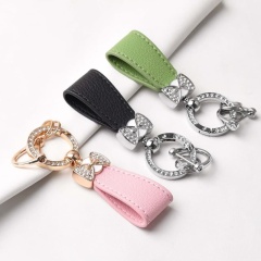 Rhinestone-Encrusted Bow Hand Rope Keychain Pendant For Women's Bag Decoration