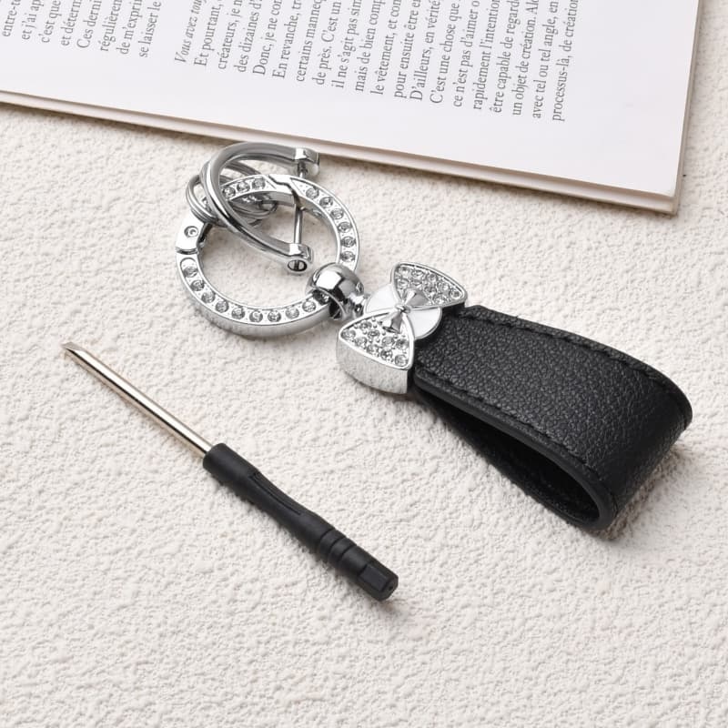 Rhinestone-Encrusted Bow Hand Rope Keychain Pendant For Women's Bag Decoration
