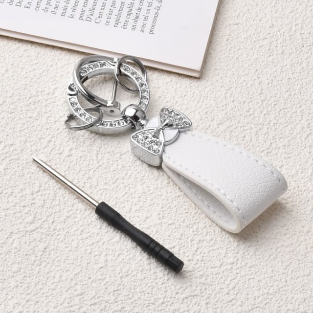Rhinestone-Encrusted Bow Hand Rope Keychain Pendant For Women's Bag Decoration