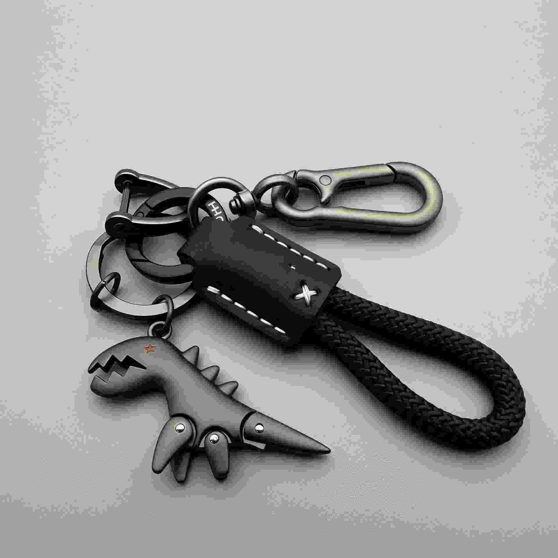 Cute Cartoon Dinosaur Cowhide Keychain, Exquisite Car Key Chain