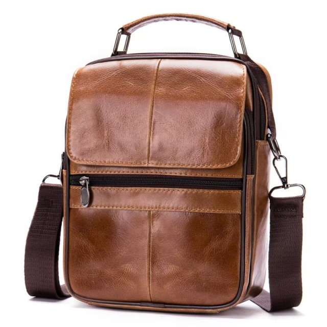 Genuine Leather Men's Shoulder Bag Crossbody Bag, Top-layer Cowhide Men's Handbag