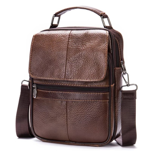 Genuine Leather Men's Shoulder Bag Crossbody Bag, Top-layer Cowhide Men's Handbag