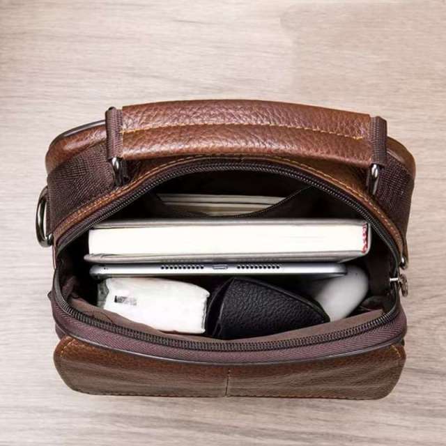 Genuine Leather Men's Shoulder Bag Crossbody Bag, Top-layer Cowhide Men's Handbag