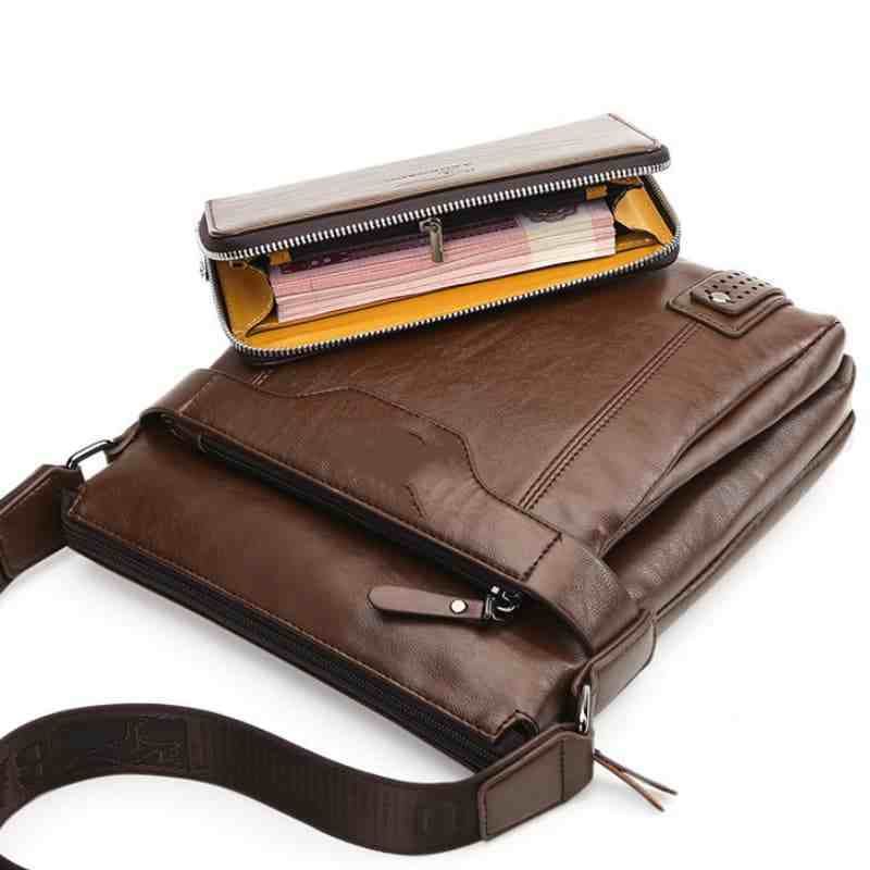 Men's Shoulder Bag, Crossbody Bag, Business Soft Leather Messenger Bag For Men