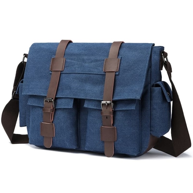 Vintage Canvas Men's Crossbody Laptop Bag, Multi-functional Travel Sling Bag