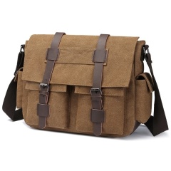 Vintage Canvas Men's Crossbody Laptop Bag, Multi-functional Travel Sling Bag