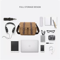 Vintage Canvas Men's Crossbody Laptop Bag, Multi-functional Travel Sling Bag