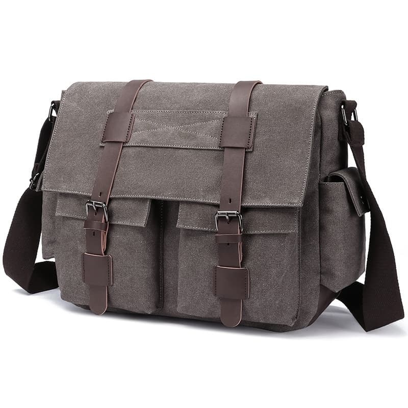 Vintage Canvas Men's Crossbody Laptop Bag, Multi-functional Travel Sling Bag