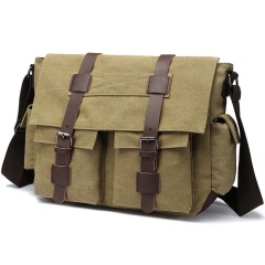 Vintage Canvas Men's Crossbody Laptop Bag, Multi-functional Travel Sling Bag