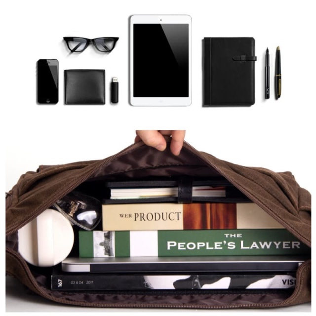 Large-Capacity Shoulder Bag, Canvas Crossbody Bag, Men's Casual Bag, Retro Canvas Bag