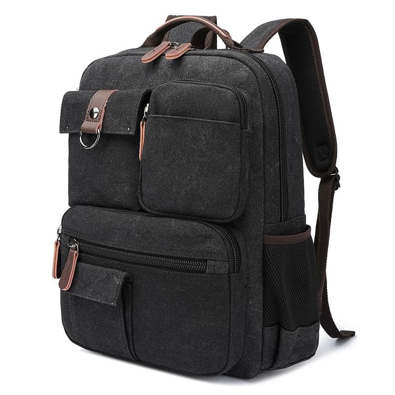 Wear-Resistant Canvas Backpack, Commuter Laptop Bag, Hiking Bag, Multi-Pocket Portable Washed Canvas Bag