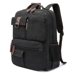 Wear-Resistant Canvas Backpack, Commuter Laptop Bag, Hiking Bag, Multi-Pocket Portable Washed Canvas Bag