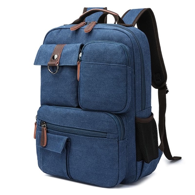 Wear-Resistant Canvas Backpack, Commuter Laptop Bag, Hiking Bag, Multi-Pocket Portable Washed Canvas Bag