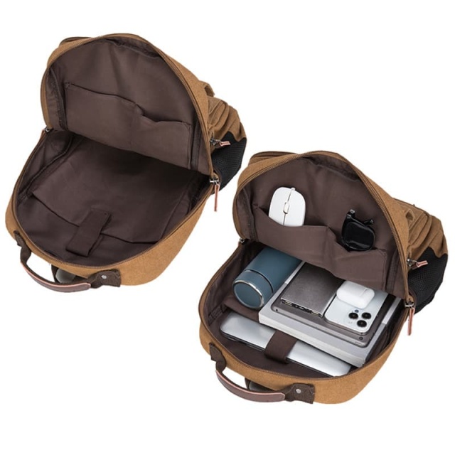 Wear-Resistant Canvas Backpack, Commuter Laptop Bag, Hiking Bag, Multi-Pocket Portable Washed Canvas Bag