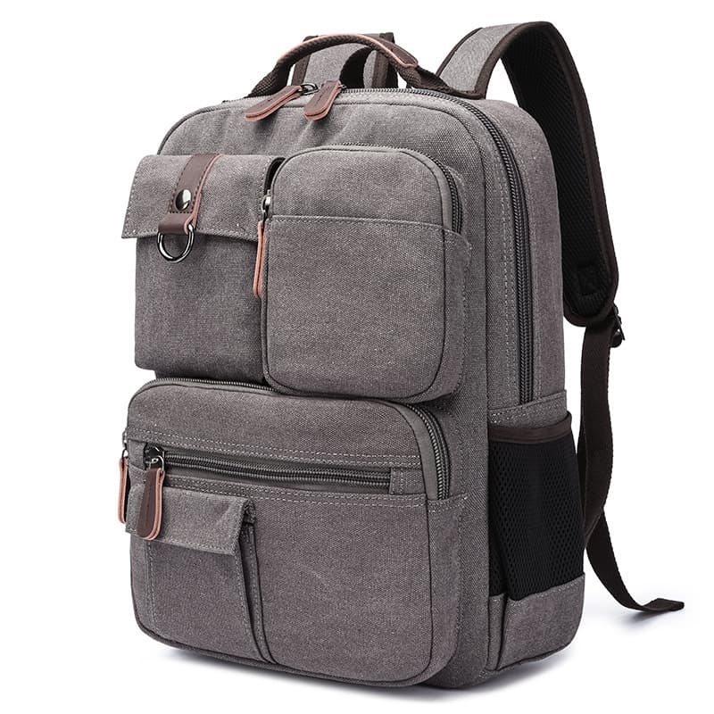 Wear-Resistant Canvas Backpack, Commuter Laptop Bag, Hiking Bag, Multi-Pocket Portable Washed Canvas Bag