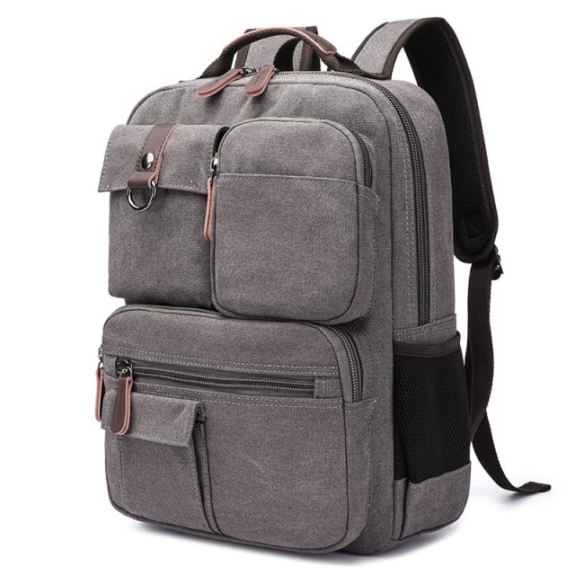 Wear-Resistant Canvas Backpack, Commuter Laptop Bag, Hiking Bag, Multi-Pocket Portable Washed Canvas Bag