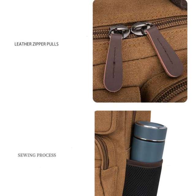 Wear-Resistant Canvas Backpack, Commuter Laptop Bag, Hiking Bag, Multi-Pocket Portable Washed Canvas Bag