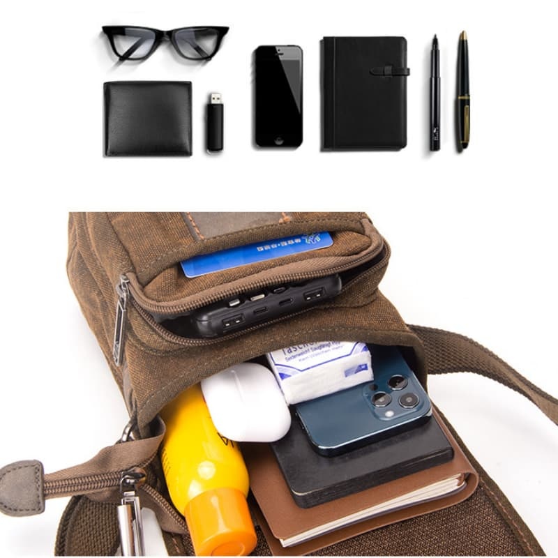 Men's Casual Canvas Shoulder Crossbody Bag, Versatile Retro Canvas Bag